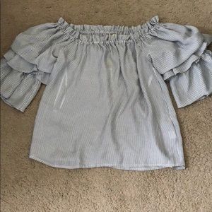 off the shoulder silk blouse